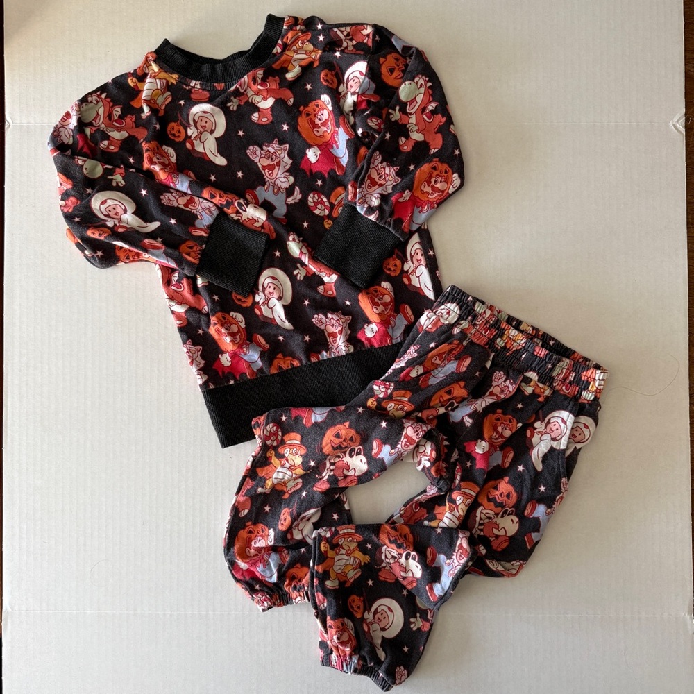 Bunny Knots Velveteen Lounge Set, Halloween Mario Pumpkin Toad Cozy 3T